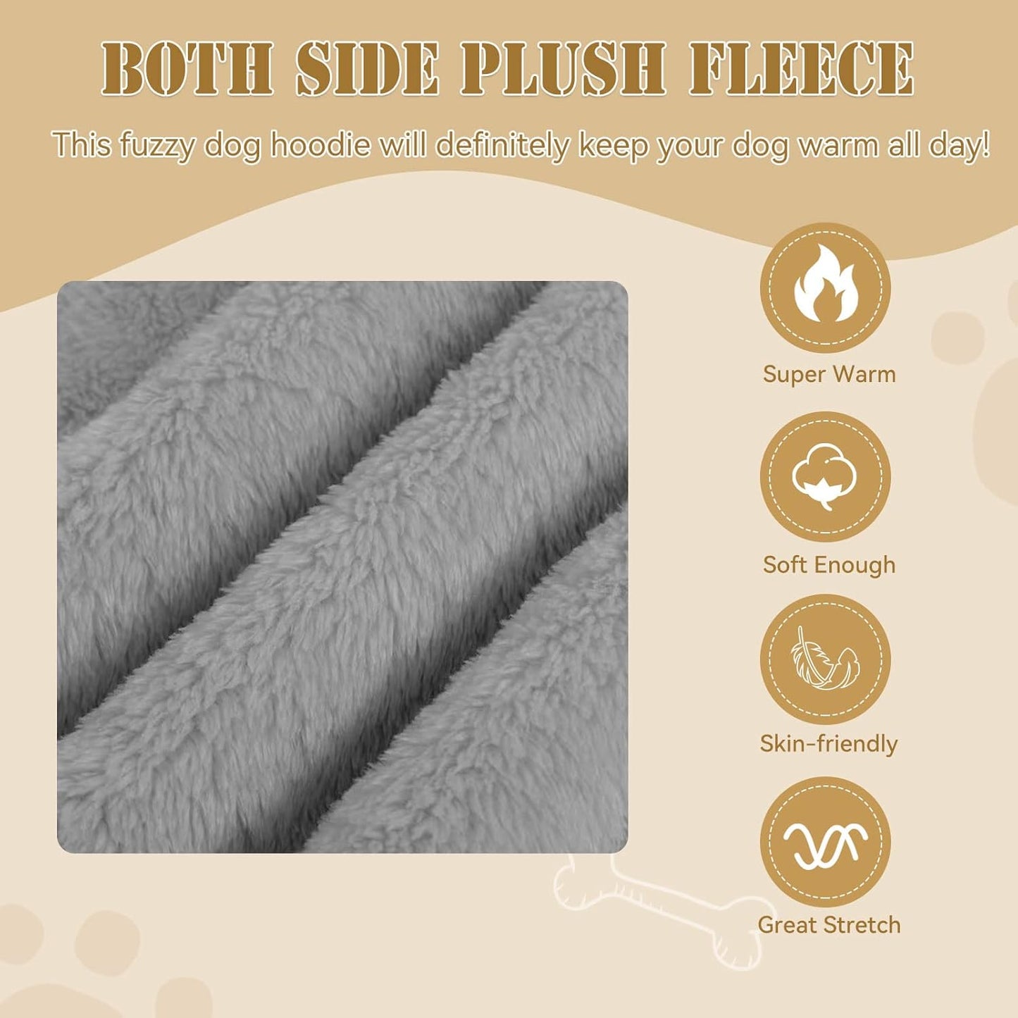 Fuzzy Dog Sweaters for Large Dogs Pet Hoodie Clothes Warm Soft Pet Coats Hooded Sweatshirt Dog Sweaters for Extra Large Dogs(Grey-XL)