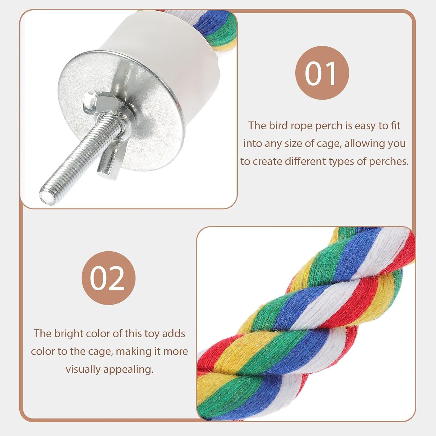 iplusmile Bird Rope Perches, Cages Birds Rope Cage Accessories for Parrots, Cockatiels, Parakeets, Budgie, 41.3inch