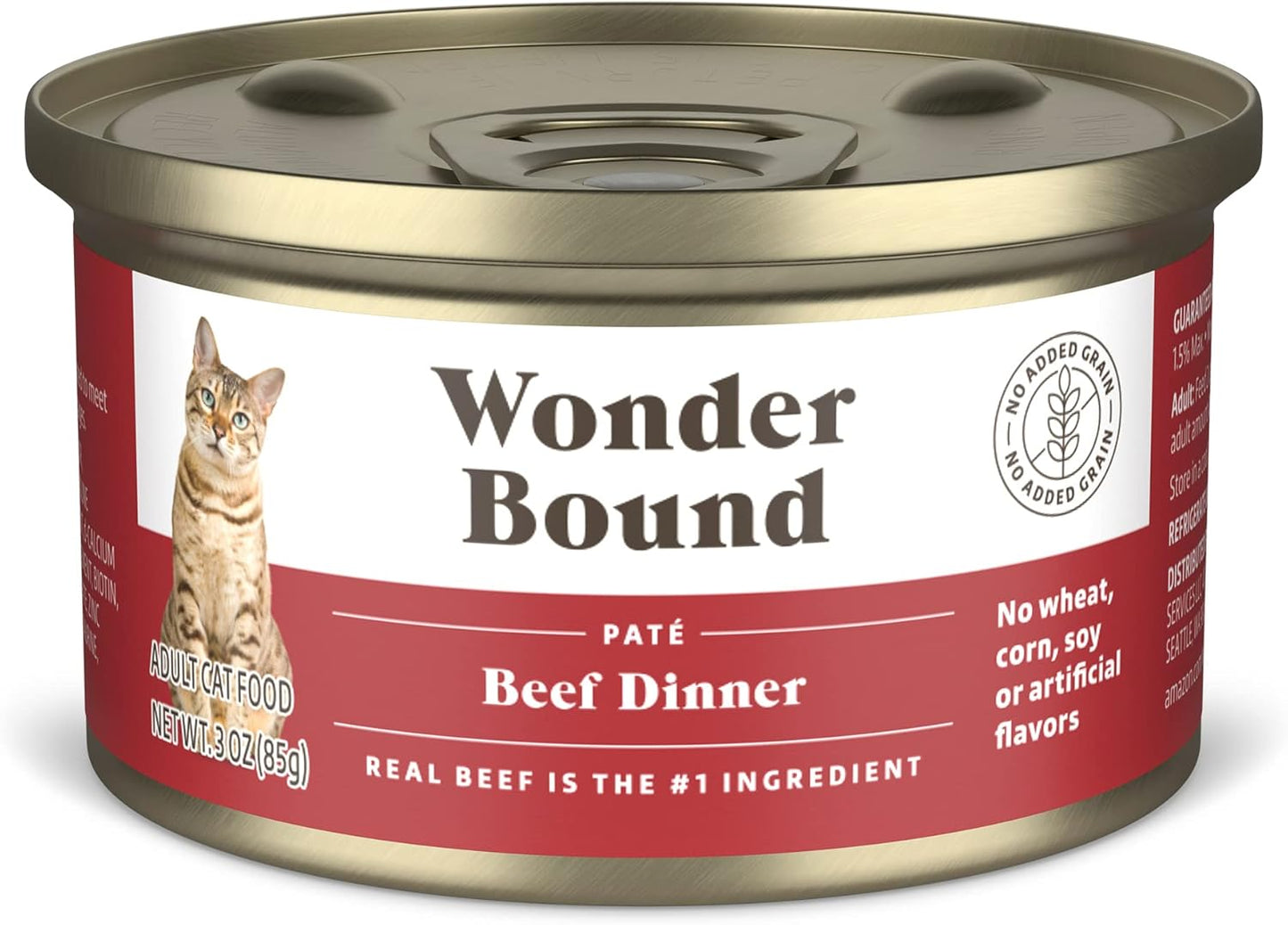 Amazon Brand - Wonder Bound Wet Cat Food, Paté, No Added Grain, 3 oz cans, Pack of 24 (Beef)