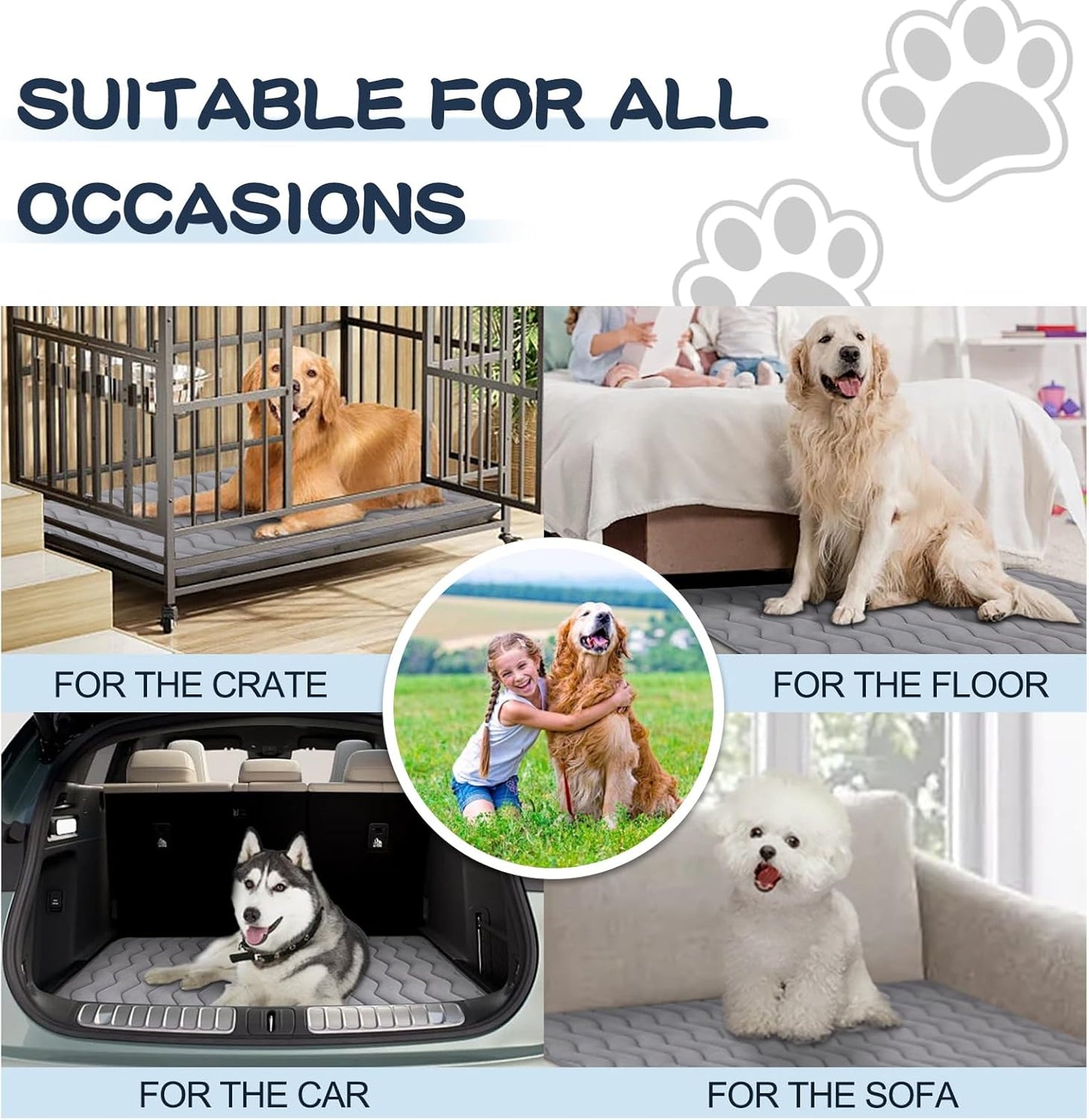 Bubble bear Dog Crate Mat - Upgraded Thick, Ultra Soft, Washable & Anti-Slip Kennel Pad for Small/Medium/Large Dogs, Dark-Hued to Hide Stains (36"x23")