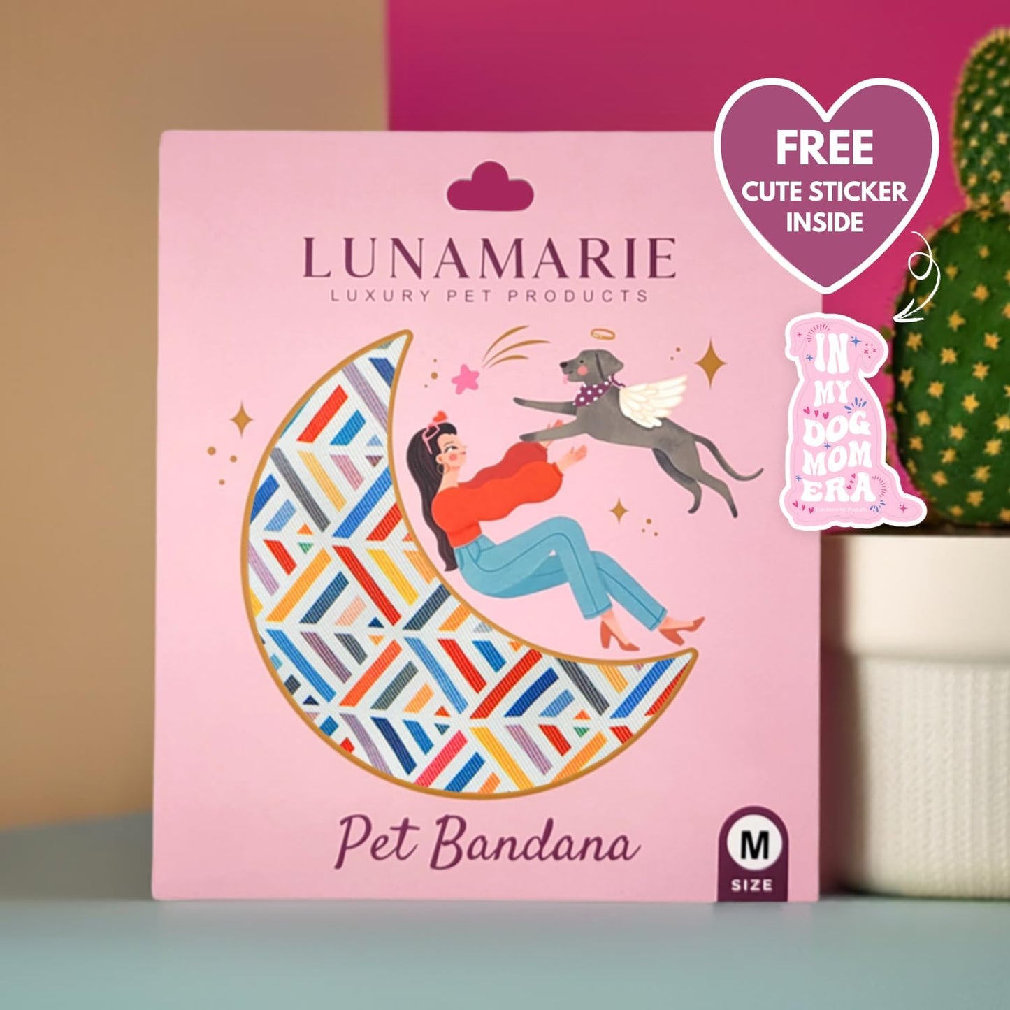 LunaMarie - Luxury Pet Birthday Bandanas -Premium & Silky Poly Fabric | 100% Handmade | Custom Shape Dual Layered (Xena, Large)