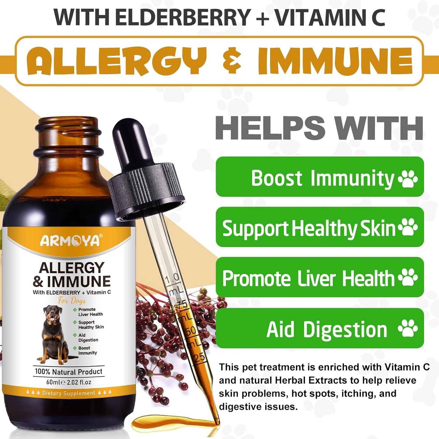 Allergy Relief Drops for Dogs - Allergy and Immune - Immune Support Supplement - Dog Supplement - Natural Pet Supplement for Dog Allergy Relief with Turmeric & Milk Thistle