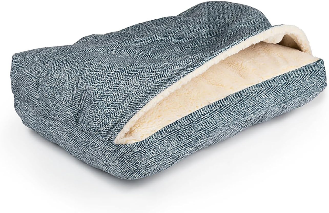 Snoozer Pet Products Luxury Rectangle Cozy Cave Dog Bed with Microsuede, Showdog Collection, Medium, Palmer Indigo