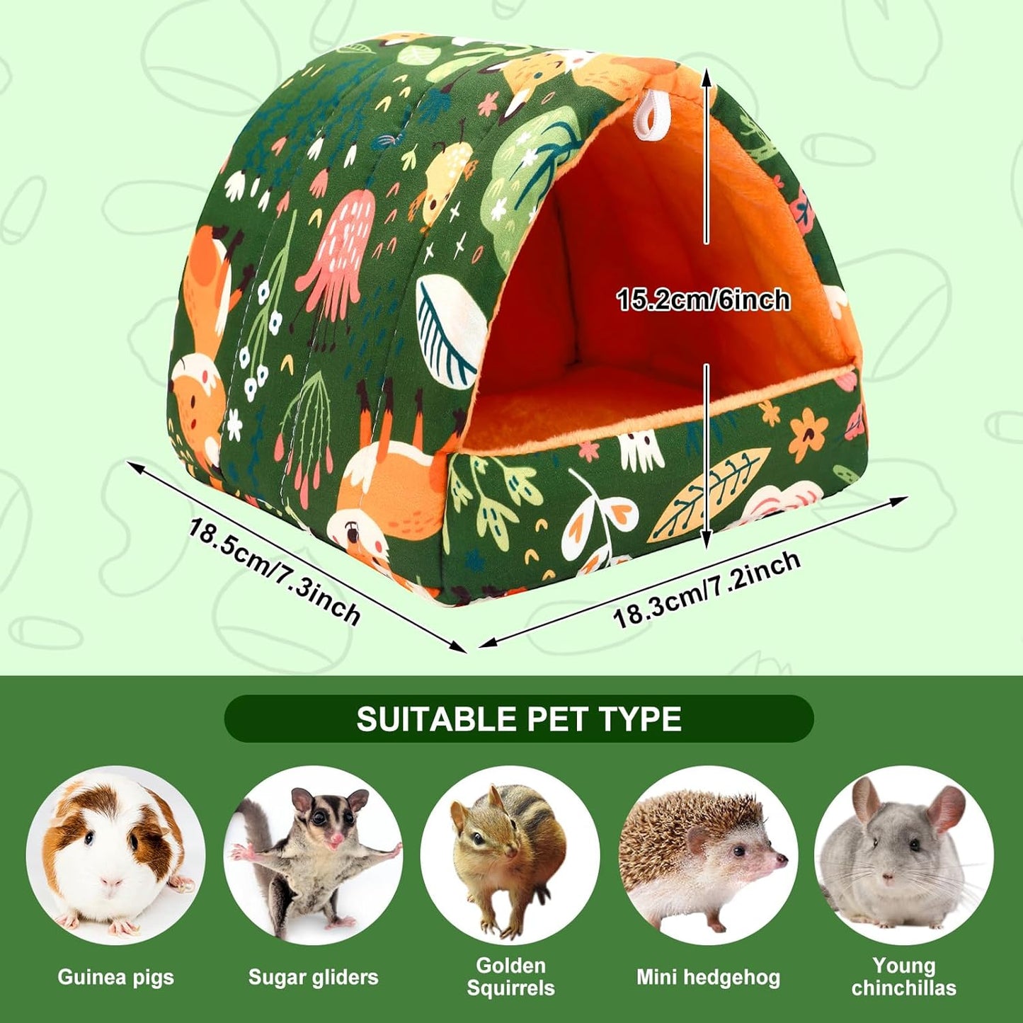 UPINS Guinea Pig Bed, Guinea Pig Hideout Washable Small Animal House Cage Accessories for Dwarf Rabbits Chinchillas Hamsters Hedgehogs Ferrets Bearded Dragons and Rats