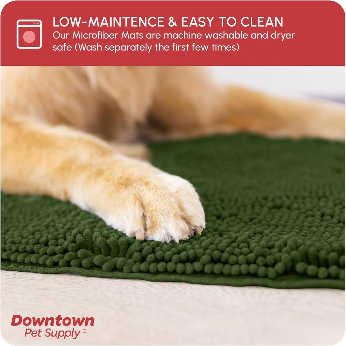 My Doggy Place Microfiber Dog Mat for Muddy Paws, 8' x 2' Chive - Non-Slip, Absorbent and Quick-Drying Dog Paw Cleaning Mat, Washer and Dryer Safe - Hallway Runner