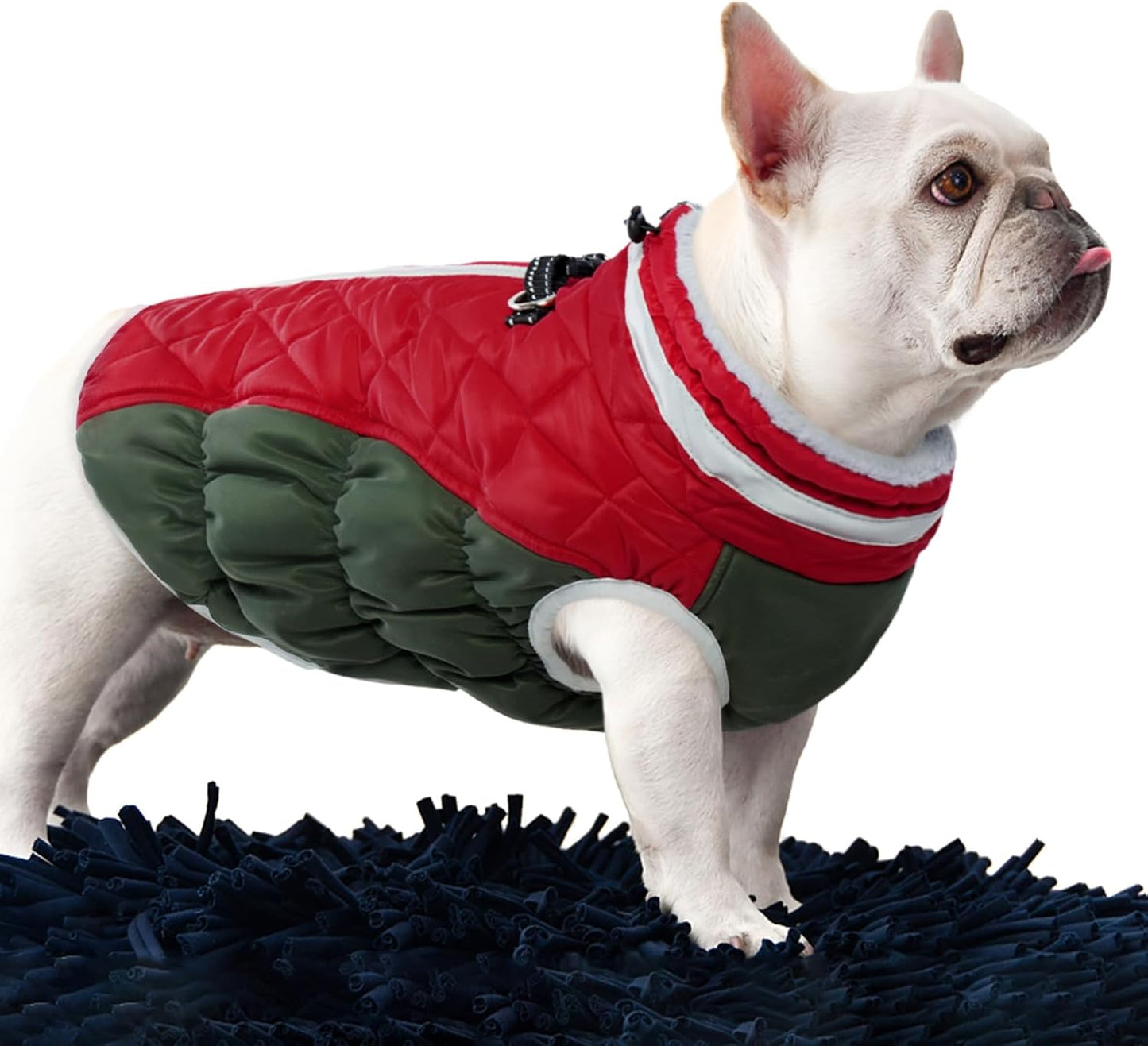 FUAMEY Dog Coat for Large Dogs,Waterproof Dog Winter Jacket with Harness Built in Puppy Cold Weather Coats Reflective Pet Vest with Zipper Warm Fleece Dogs Snowsuit Windproof Christmas XL