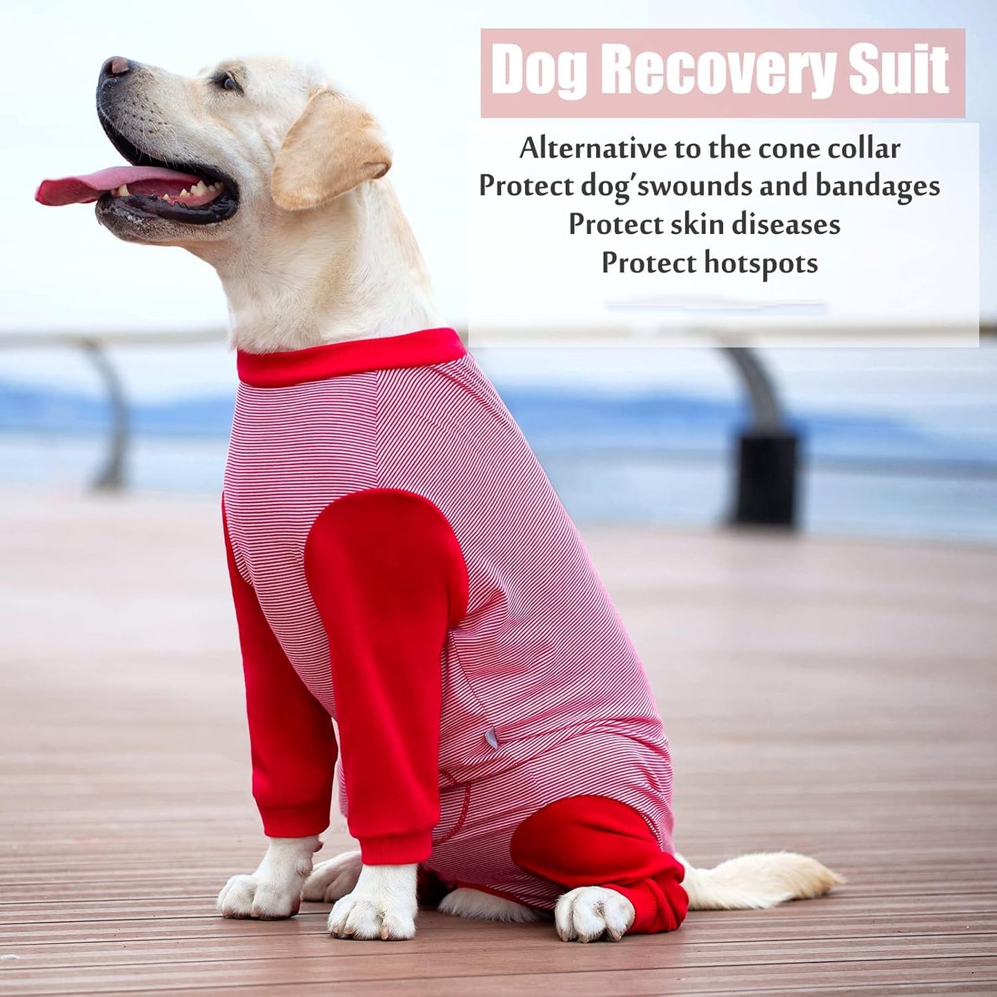 Yeapeeto Dog Onesie Surgery Recovery Suit for Large Medium Bodysuit Dogs Pajamas PJS Full Body for Shedding, Prevent Licking, Wound Protection, Cone Alternative (X-Large, Red)