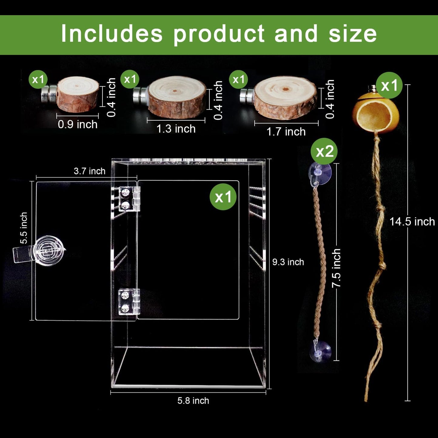 Spider Terrarium Kit, Jumping Spider Enclosure with Hideout, Rope Bridge, Ledge Ladder, Micro Habitat Terrarium for Small Tree Dwelling Reptiles, Arboreal Tarantula Enclosure (6x6x9 Inches)