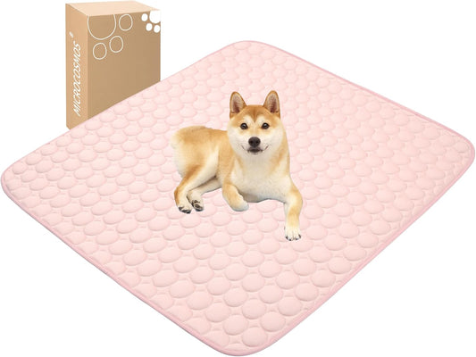 MICROCOSMOS Summer Cooling Mat & Sleeping Pad- Water Absorption Top, Materials Safe, Easy Carry, EZ Clean. Keep Cooling for Pets, Kids and Adults.(Pink, 48" x48")