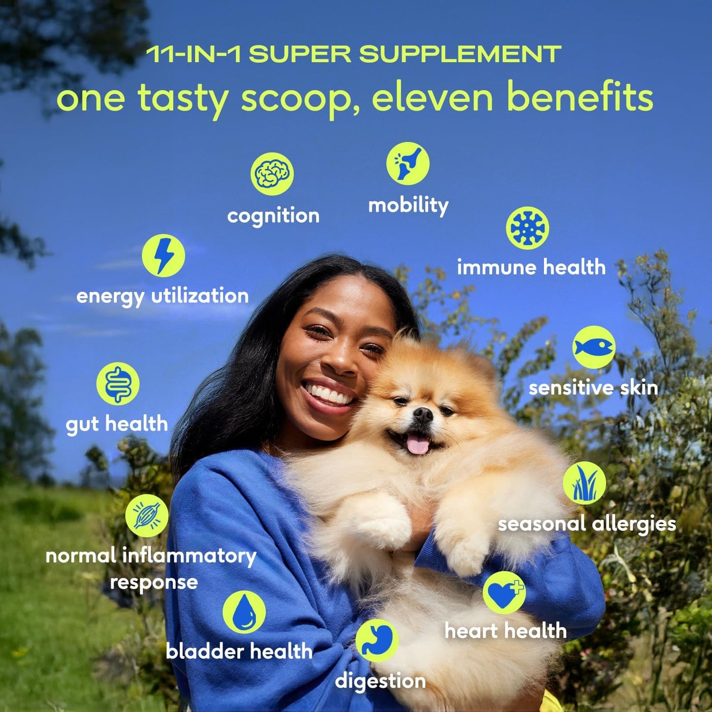 Native Pet Dog Vitamins & Supplements - 11-in-1 Multivitamin Powder for Dogs Food Topper - Collagen, Glucosamine, Probiotics, Omega & More- Supports Healthy Gut, Mobility & Overall Health -60 Scoops