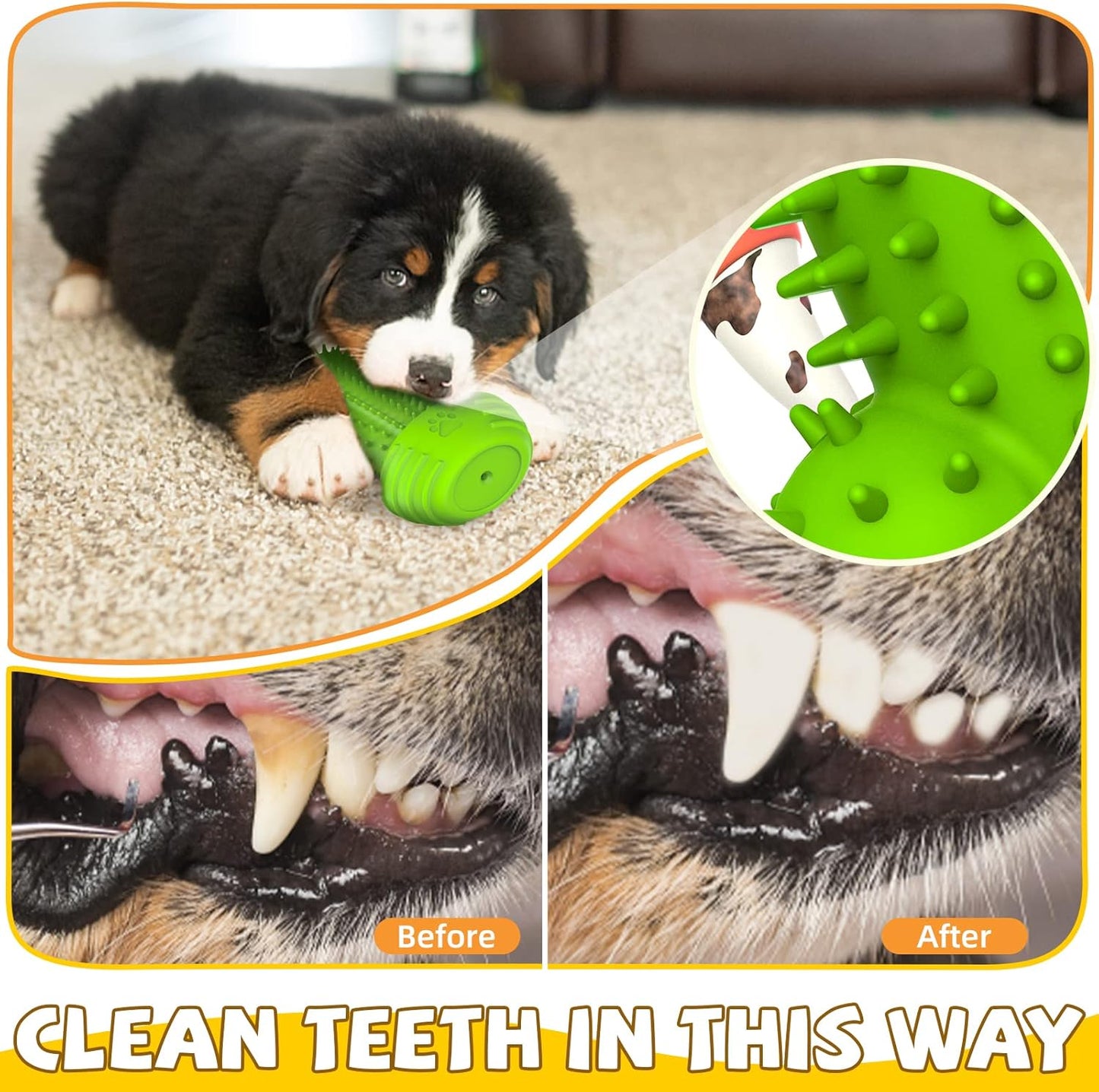 Christmas Dog Gifts, Dog Toys for Small Dogs Dog Toothbrush for Teething Cleaning, Rubber Squeaky Toys for Puppy