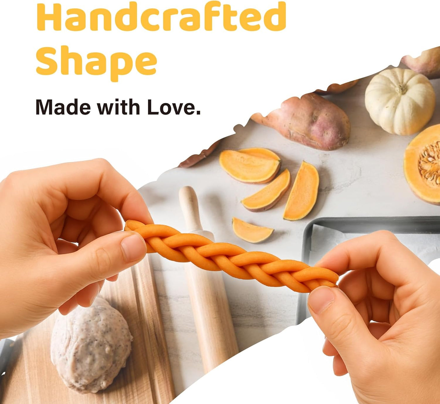 iPaw Turkey Dog Treats, All Natural Human Grade Dog Treat, Suitable for Training chew, US Sourced Raw Material, Hypoallergenic, Rawhide Alternative, Braided Stick (Pumpkin)