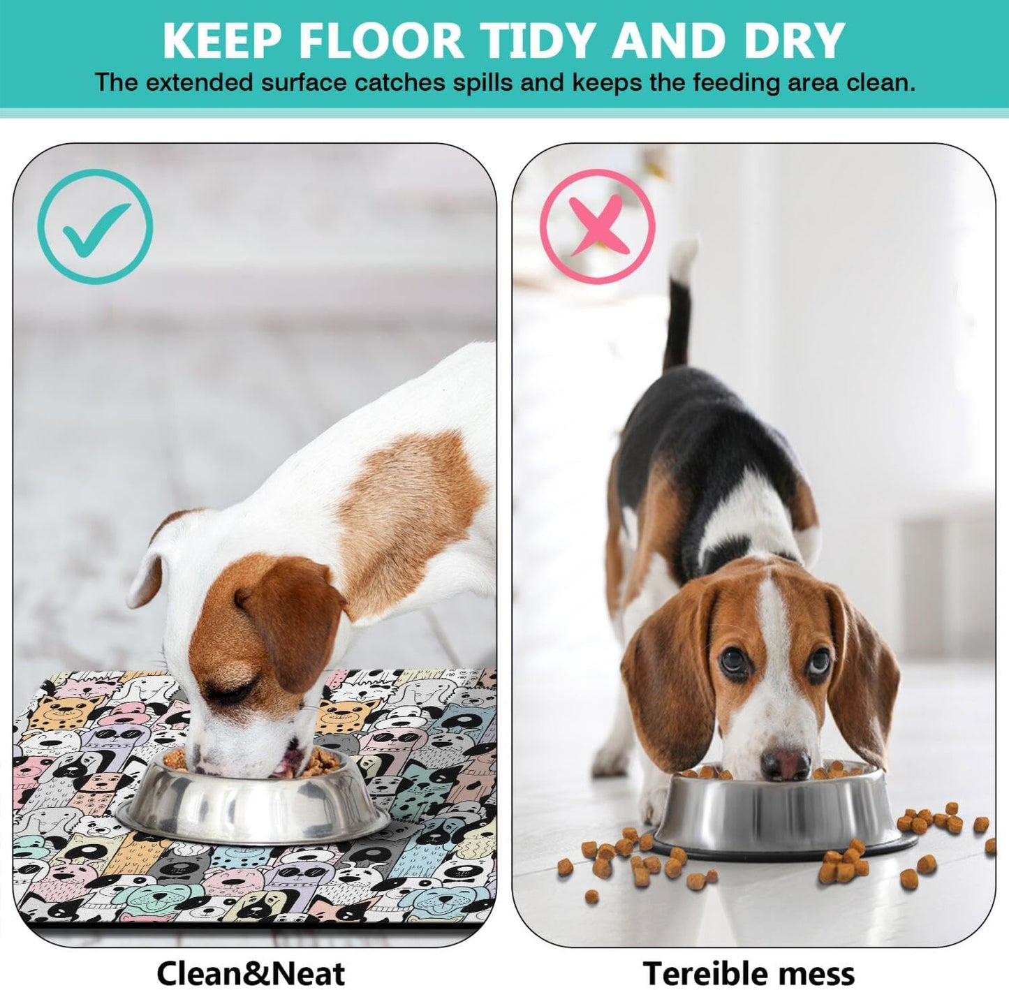 Pet Feeding Mat for Floors Waterproof Dog Mat for Food and Water Absorbent Quick Dry Non Slip mat for Cat Bowls