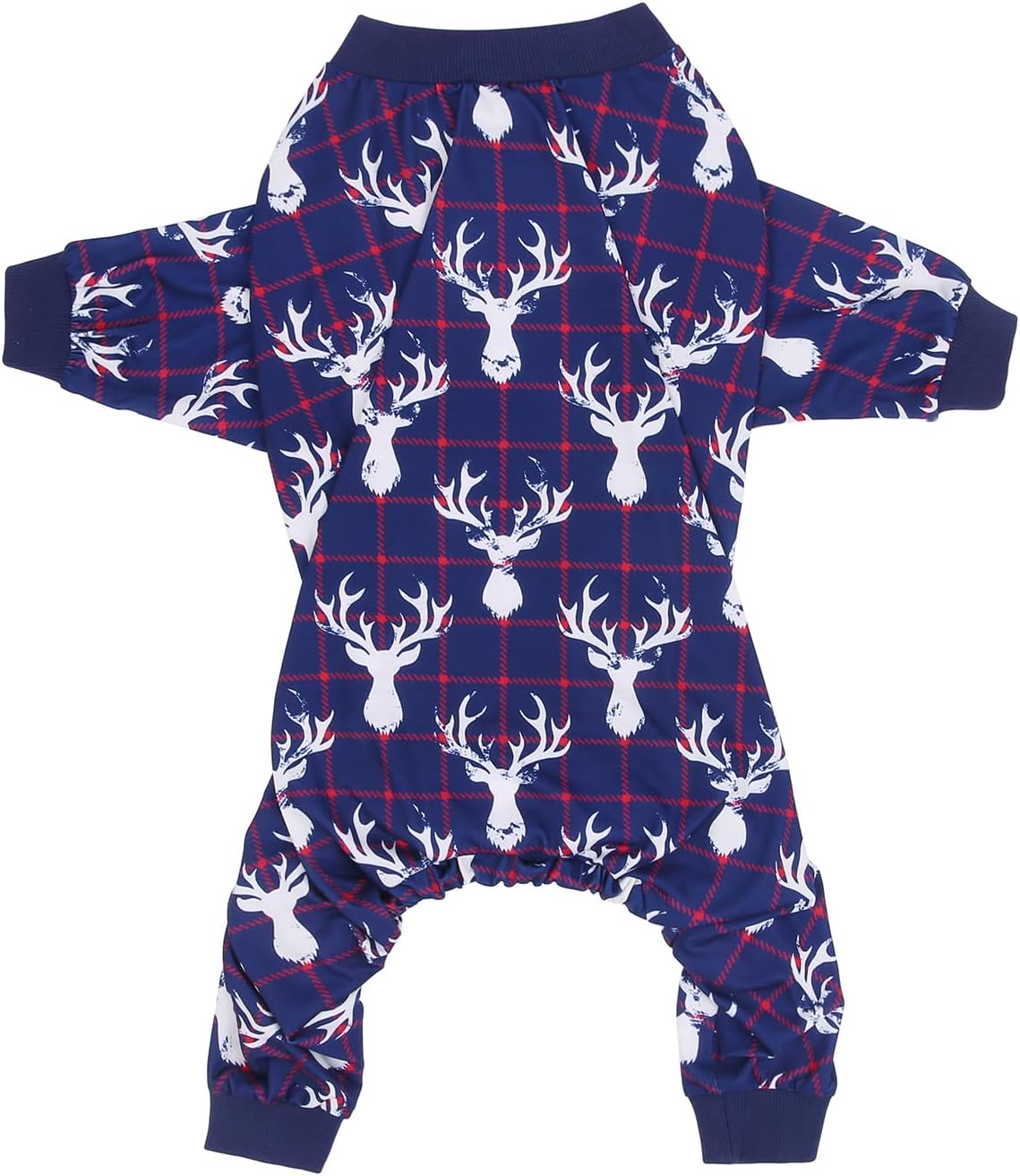 HDE Dog Pajamas One Piece Jammies Jumpsuit Pet Clothes Outfit Stretchy Lightweight Comfy Shirt Pjs for M-3XL Dogs Reindeer - L