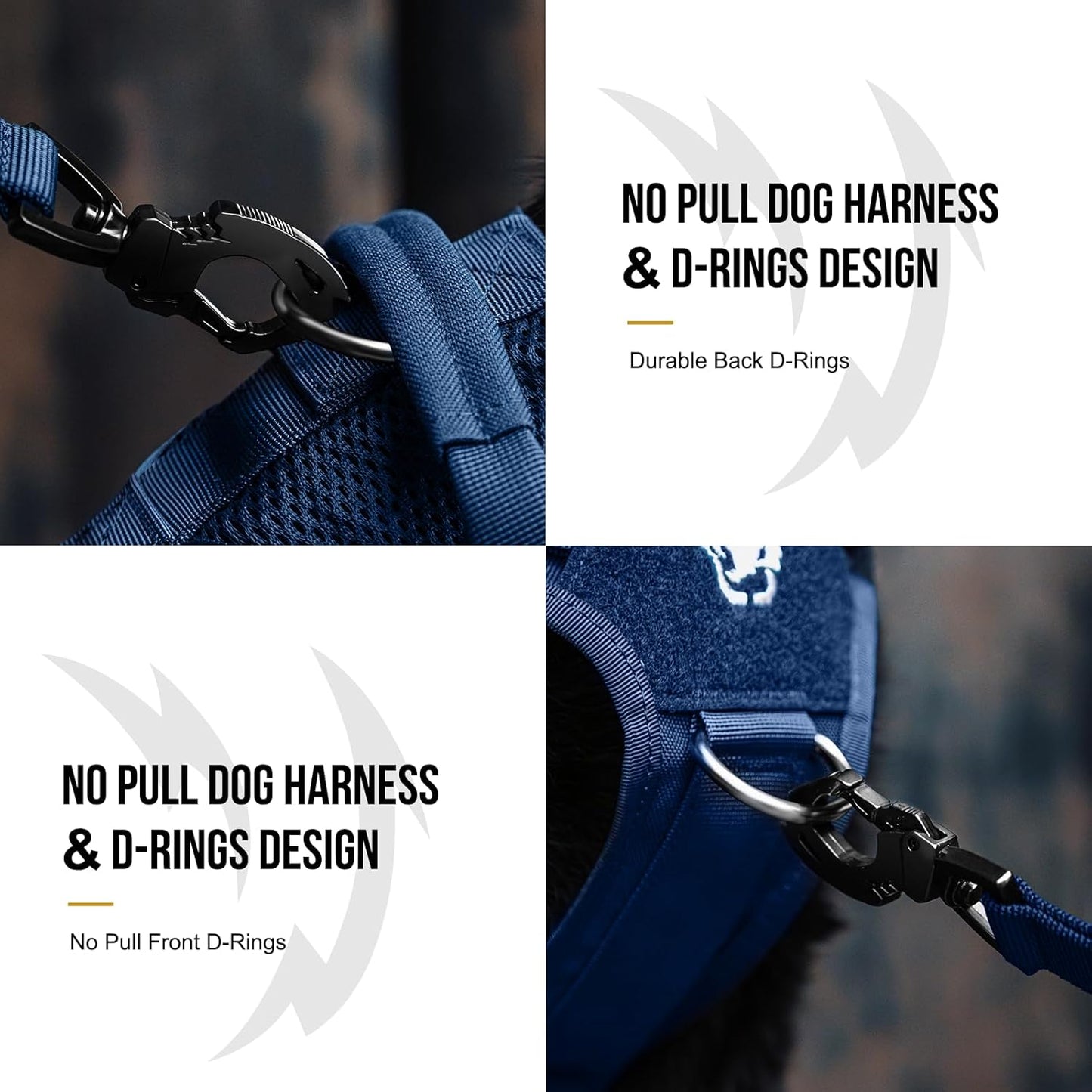 OneTigris Tactical Dog Harness for Small Dogs with Handles, Mesh Design Service Dog Vest Breathable Military Dogs Molle Vests with Handles, Harness for Walking Hiking Training (Blue, XS)