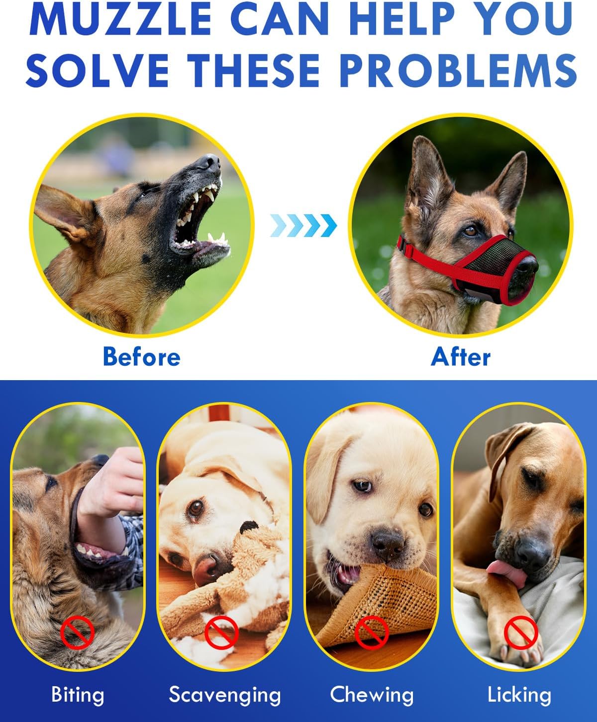 Dog Muzzle, Soft Air Mesh Muzzle for Small Medium Large Dogs Anti Biting Barking Chewing, Breathable Drinkable Adjustable Loop Pets Muzzle for German Shepherd Husky Labrador Retriever (Red,XL)