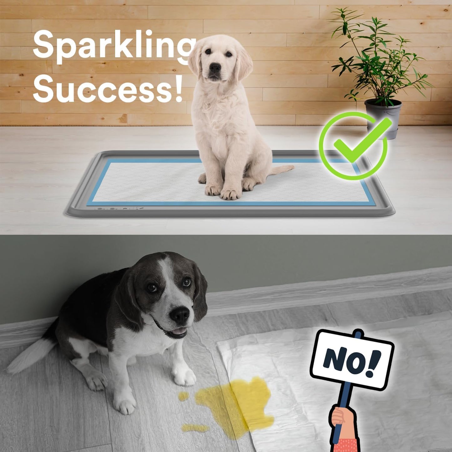 Pee Pad Tray Holder for Dogs - Fits Up to 25 x 25 in. Square Potty Training Pads No Spill Raised Lip High Edge Silicone Mat, Extra Thick and Non-Slip for Indoor Floor Protection (Large, Grey) | eenk