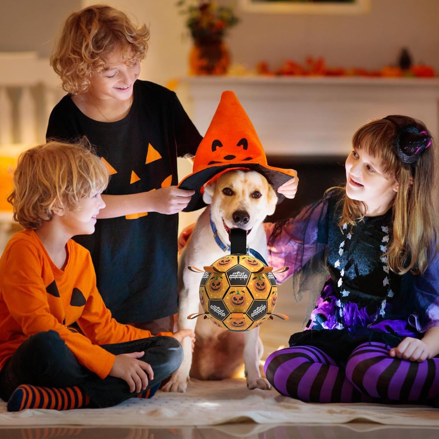 QDAN Halloween Dog Toys, Soccer Balls, Interactive Pet Toys, Puppy Dogs Birthday Gifts, Durable Dog Balls for Small Medium Dogs（6 Inch）
