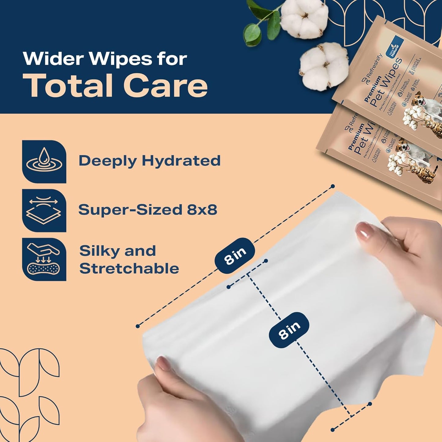 Pet Wipes for Dogs and Cats Plant Based – Unscented (Pack of 400) Dog Wipes for Paws and Butt - Deodorizing Non Toxic Dog Wipes, +12 Additional Travel Wipes