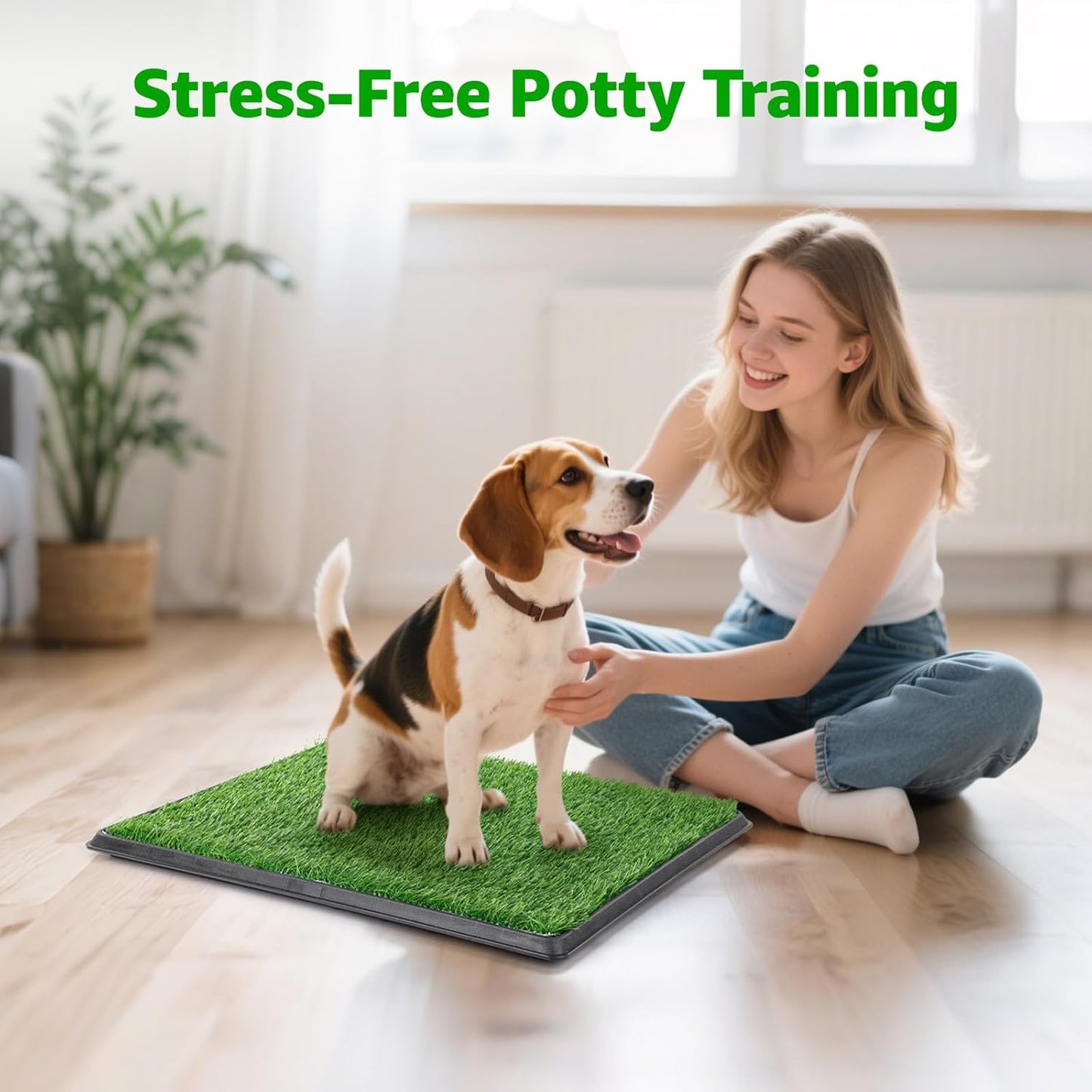 Dog Grass Pet Loo Indoor/Outdoor Portable Potty, Dog Litter Box, Artificial Grass Patch Bathroom Mat and Washable Pee Pad for Puppy Training, Full System with Trays (Pet Training Tray, 20"x25")