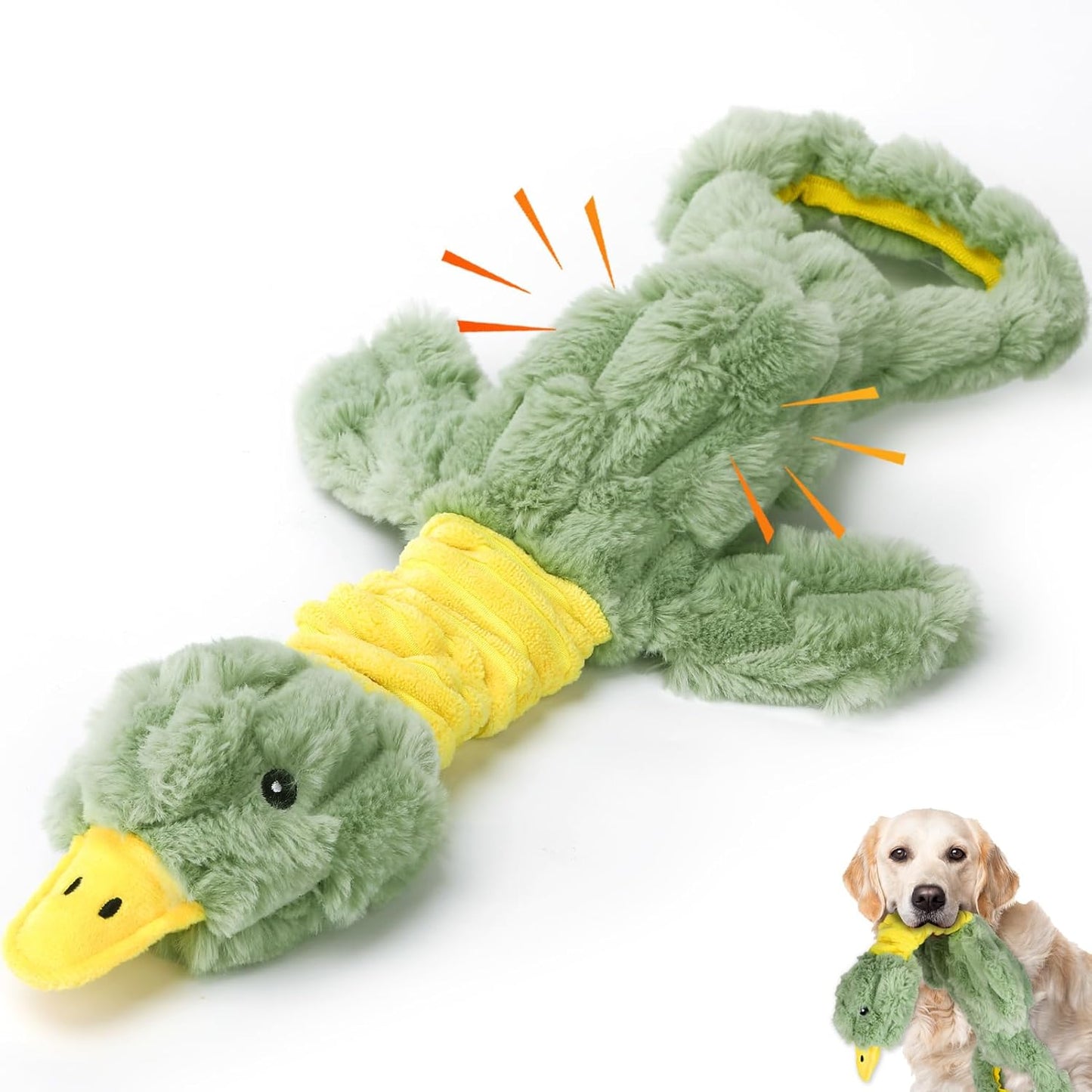 Large Plush Squeaky Dog Toys for Aggressive Chewers, Interactive Tug of War Puppy Toys for Indoor Play - Duck Stuffed Dog Toys with Soft Fabric for Small, Medium, and Large Pets