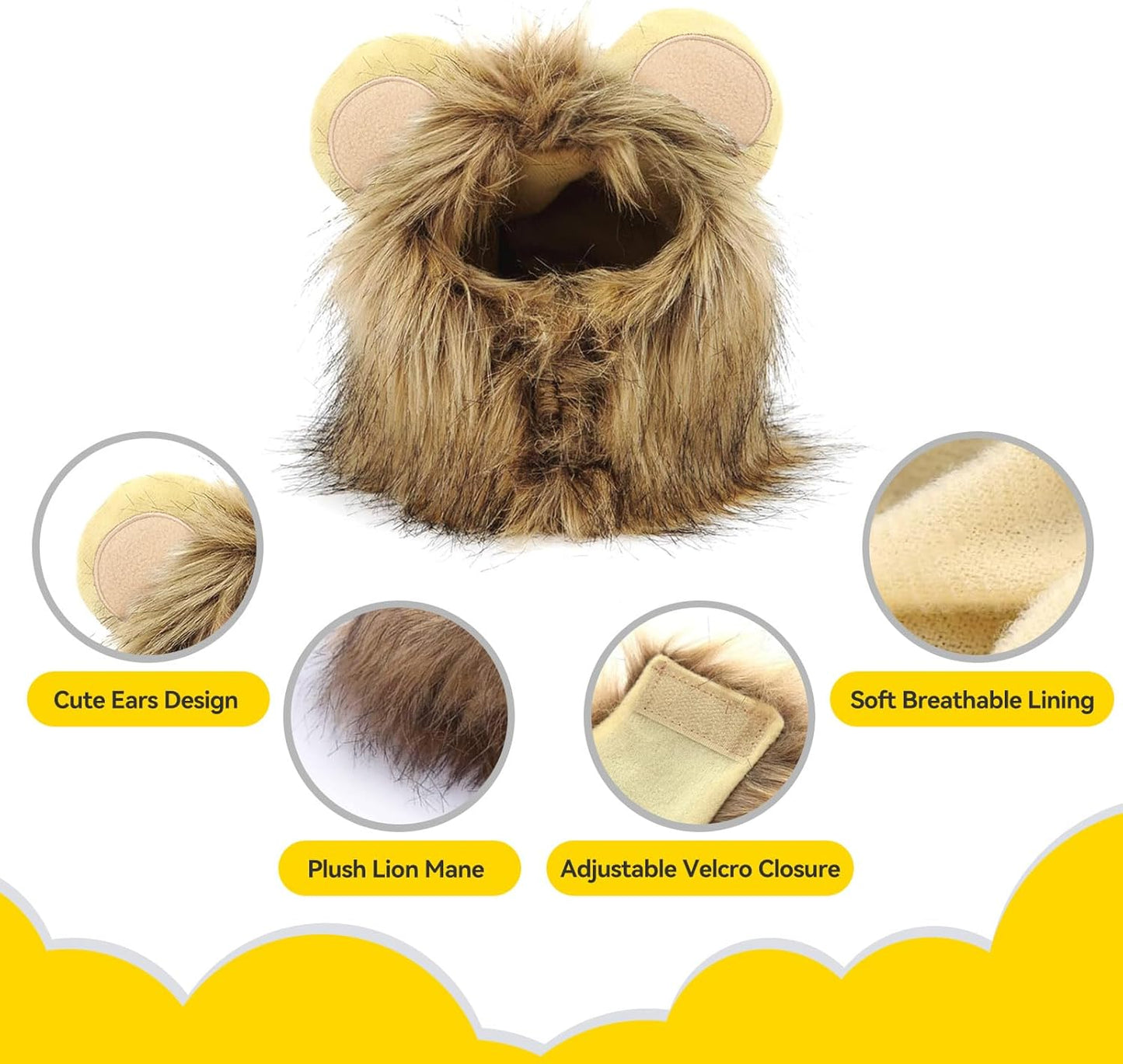 Enjoying Cat Lion Mane Costume, Small Dogs Halloween Outfit, Lion Mane Wig for Cat Cosplay, Kitten Lion Hat for Halloween Themed Party, Daily Cosplay