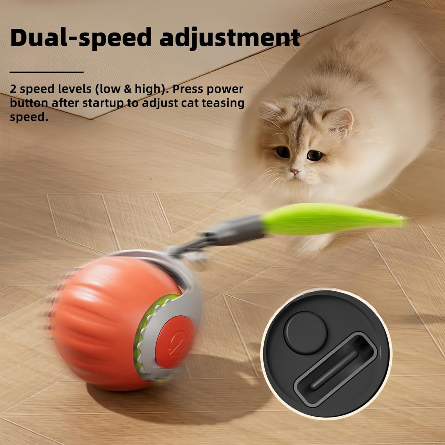 Upgraded ‘Racing Tail 5.0 ’Indoor Cat Interactive Toy: Sensor Cat Teasing Ball, Pet Electronic Chasing and Exercise Toy, Specially Designed for Bored Cats, Two Modes & One-Click Switching (2 pcs)