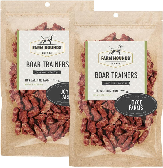 Farm Hounds - Boar Trainers - Premium Natural Jerky for Dogs - from 100% Humanely Raised Boar - Easy-Break - Great for Training & Treats - No Added Fillers - Made in USA - 4.5 oz - 2 Pack