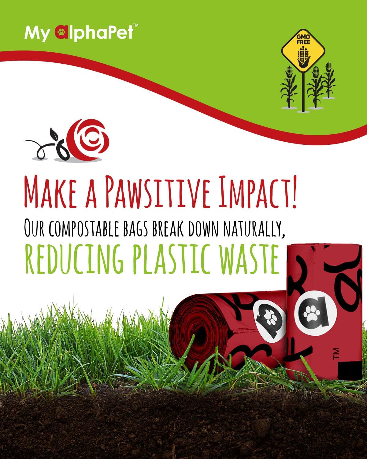 Compostable Dog Poop Bags, Cornstarch Eco-Friendly, HOME COMPOST NF T 51-800, 240 Count, Large Size Bag 9x13 Inches, 16 Unscented Refill Rolls, Leak-proof, Plantbased, GM-Free Corn (Red)