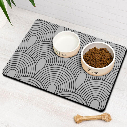 Dog Food Mats for Floors Absorbent, Pet Cat Food Mat - Quick Dry Dog Bowl Mats for Food and Water, Eco-Friendly Boho Pet Supplies