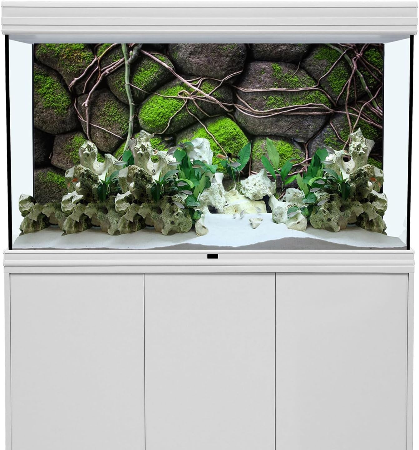 AWERT 48x20 inches Stone Aquarium Background Rock Fish Tank Background Rocky Terrarium Background Vinyl