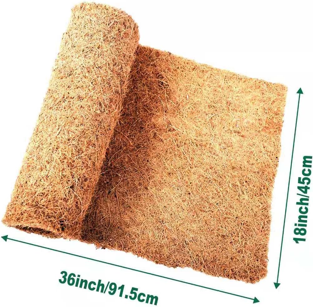 Reptile Carpet Coconut Fiber, 36" x 18" Reptile Terrarium Substrate Liner, Tortoise Bedding Carpet Mat Supplies for Pet Lizard, Chameleon, Bearded Dragon, Leopard Gecko, Iguana