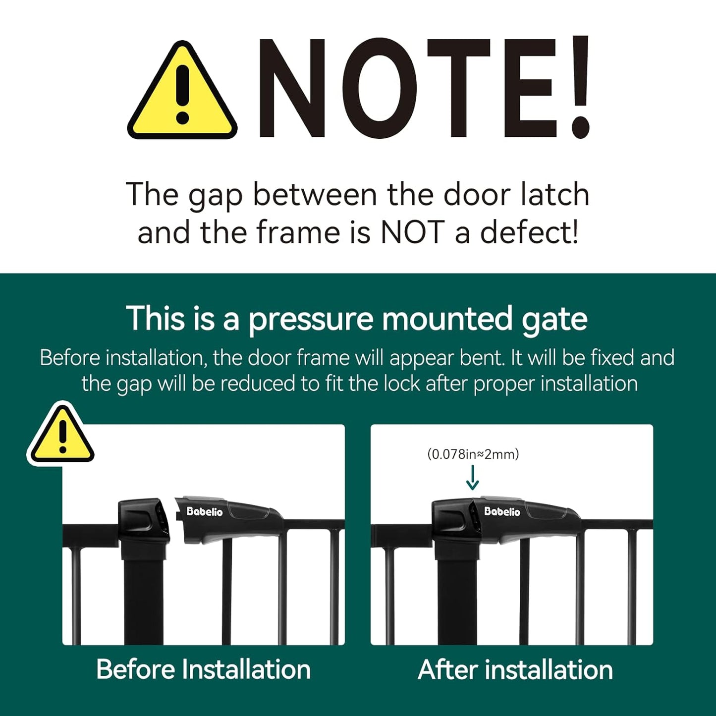 Babelio Metal Baby Gate, 29-48" Auto Close Easy Install Pet Gate, Extra Wide Walk Thru Child Safety Gate, Pressure Mounted Dog Gate for Doorways and Stairs, with Y Spindle Rods, Black