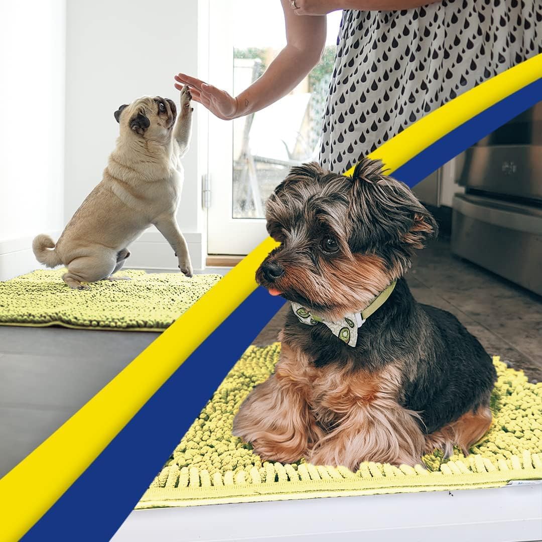Muddy Mat® Shown on TV – Super Absorbent Door Mat Indoor, Microfiber Quick Dry Chenille Entryway Rug, Non-Slip Front Door Mat, Indoor Mats for Entryway, Machine Washable Pet Rug, Yellow 36"x60"
