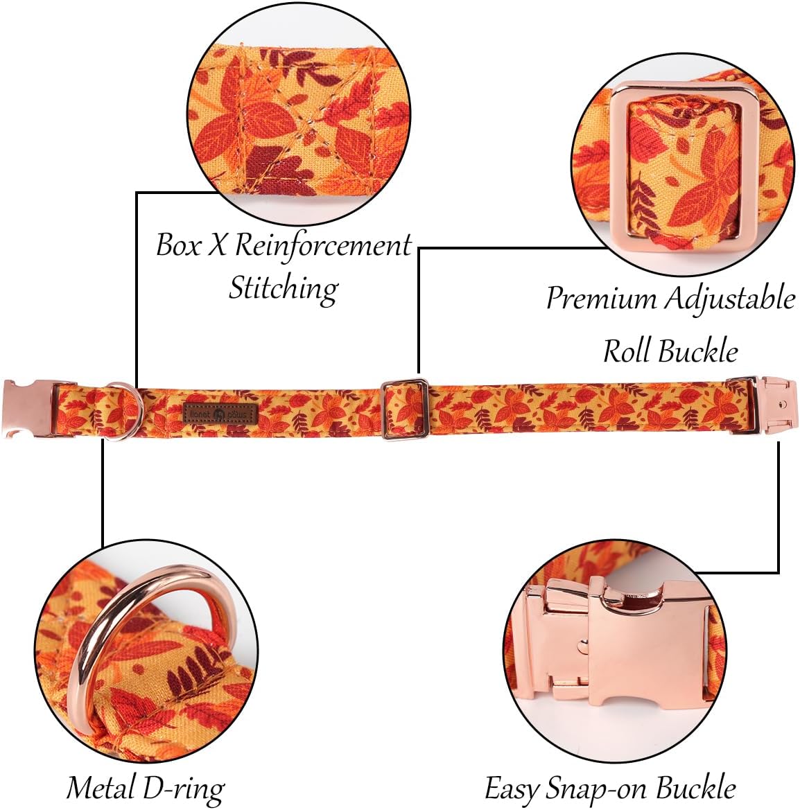 Lionet Paws Dog Collar with Flower - Cute Cotton Adjustable Flower Dog Cat Collar with Metal Buckle for Puppy Girl Gift, XS, Neck 8-12in