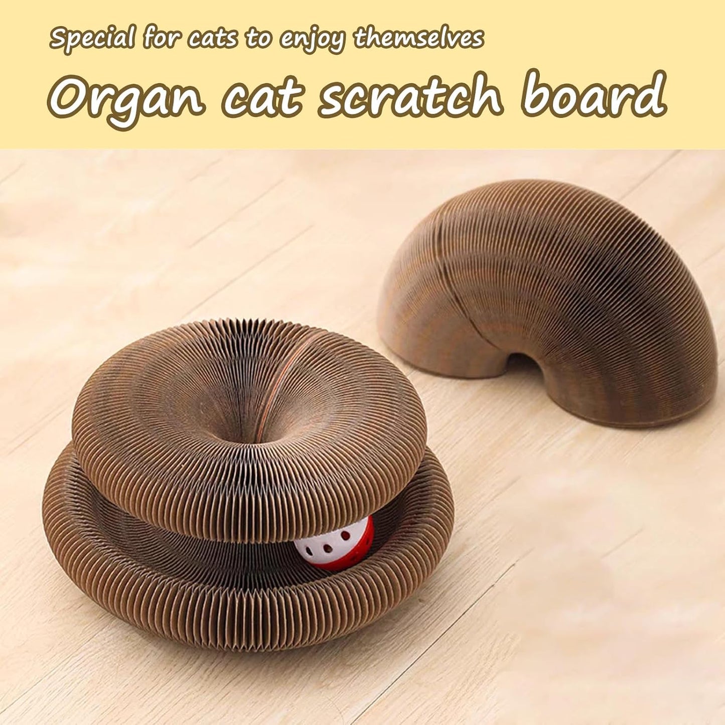 Kitty Curlz Cat Scratching Board, Magic Organ Cat Toy, Made of Recyclable Corrugated Cardboard, Scratch-Resistant and Abrasion-Resistant, Foldable for Indoor