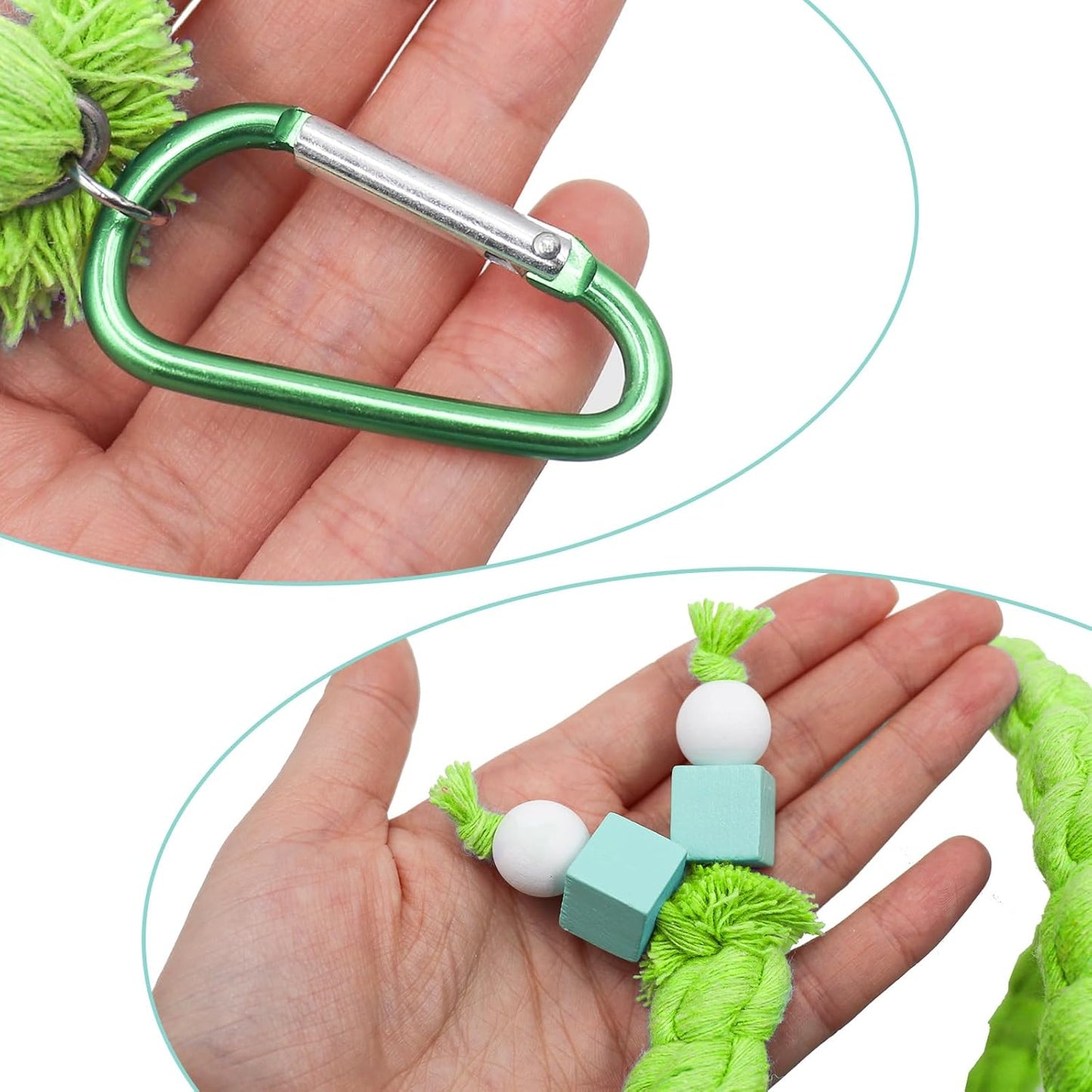 Dnoifne Spiral Rope Perch, Swing, Cage Stand Pole Accessories, Climbing Toy for Parrot Parakeet Budgies Lovebirds Cockatiels, Green