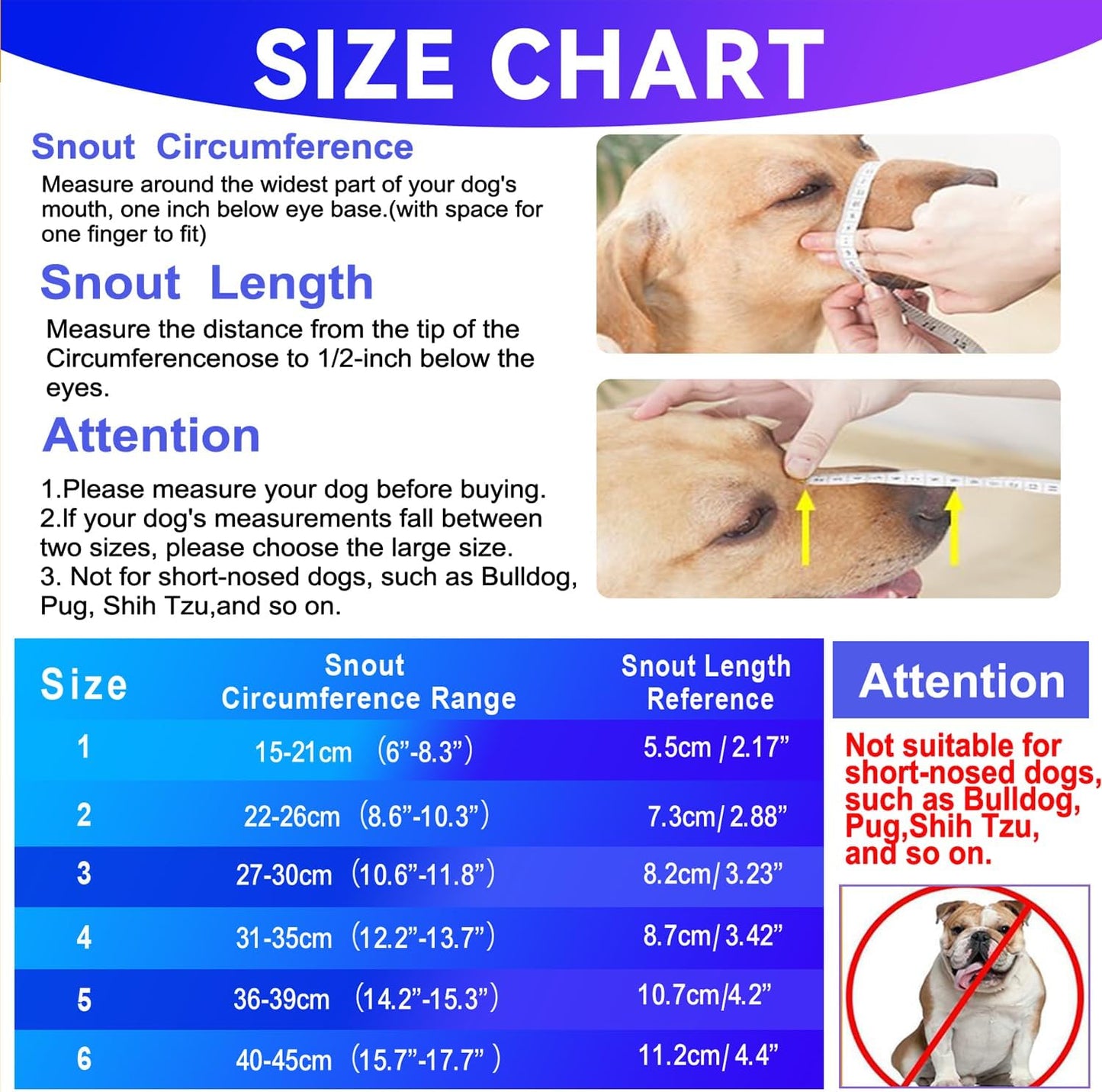 Basket Muzzle Allows Panting Drinking - Anti Biting Chewing, Suitable for Grooming Trimming Training, for Small Medium Large Dogs (Blue, Size 6)