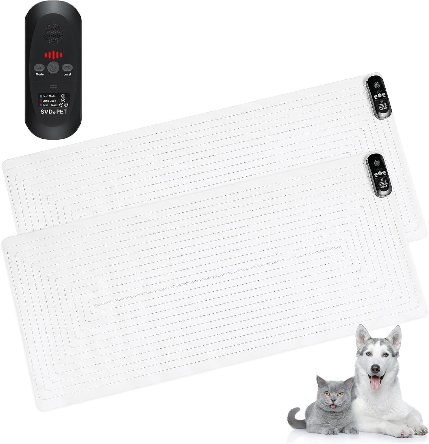 SVD.PET (2-Pack Pet Training Mat with Tester, Pet Shock Pad, Dogs & Cats Electronic Repellent mat for Indoor, 3 Training Modes, 5 Levels, Pet Safe Mode (Black controler 48" X 20")