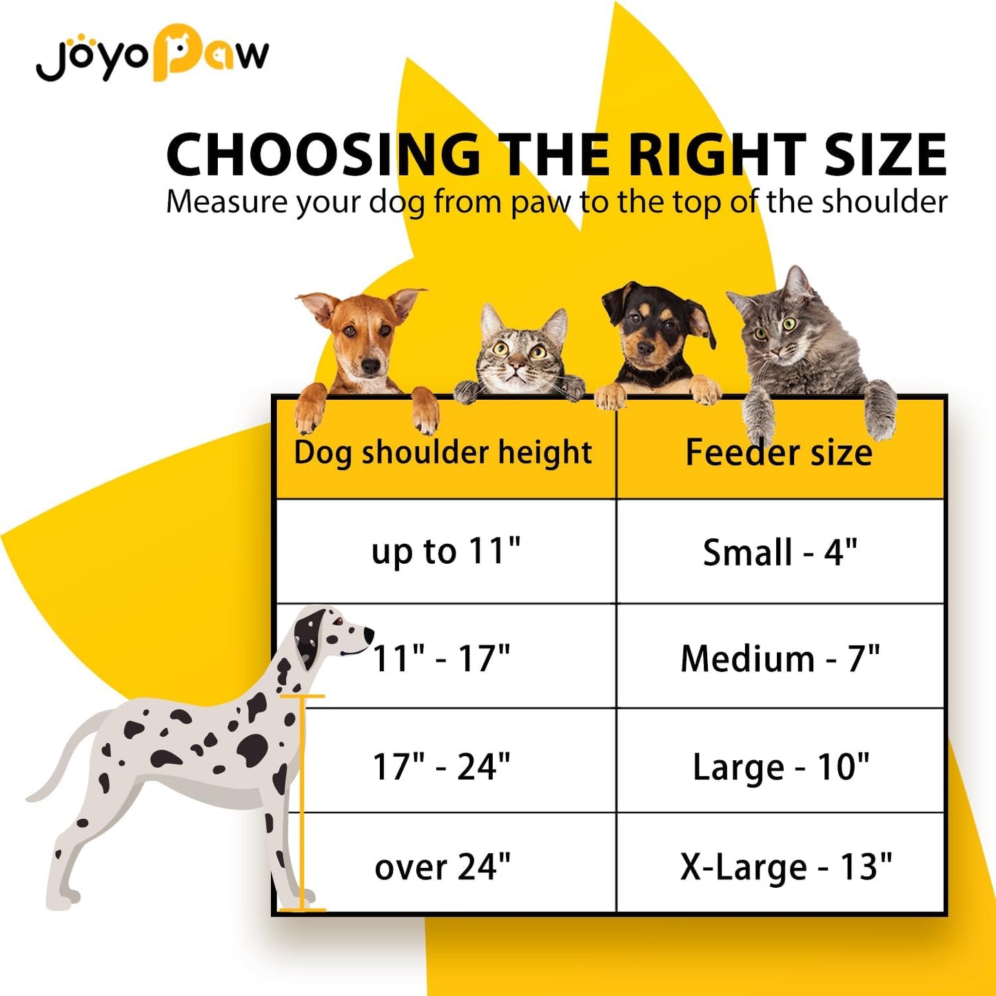 Elevated Dog Bowls, Bamboo Raised Dog Bowl for Large Dogs, with 2 Stainless Steel Bowls (13'' Tall-68oz Bowl, Grey)