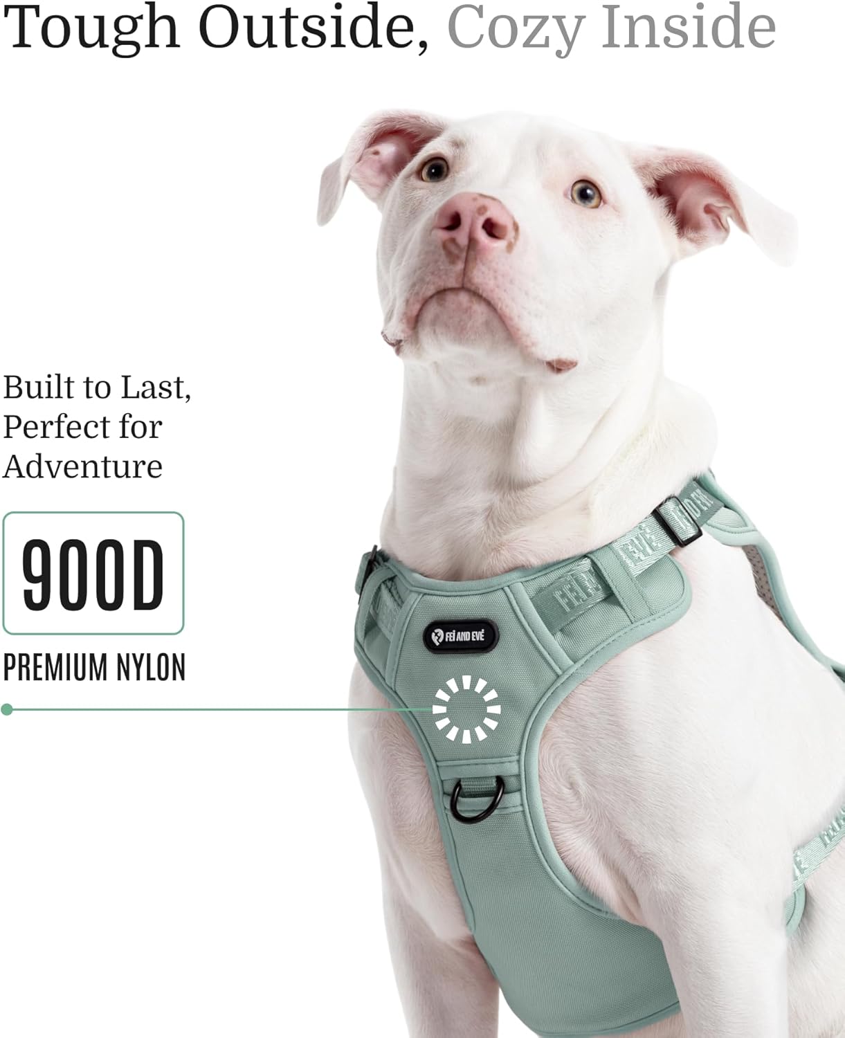 2025 New Edition, Fei & Eve MagEase Dog Harness - 3-Second Magnetic Buckles | 3-Point No-Pull Control | Heavy-Duty 900D Nylon | Dual Safety Handles | Breathable Mesh | Adjustable Fit | Medium, Green