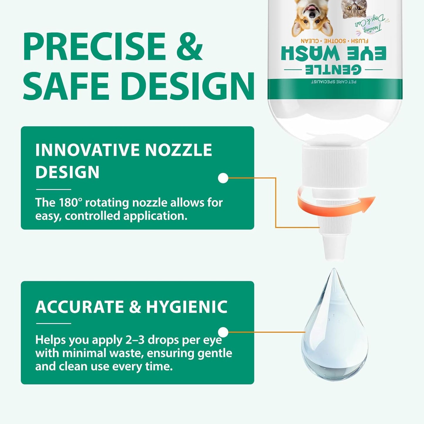 Pet Eye Drops for Dogs & Cats - Gentle Cat Eye Drops for Itchy, Watery Eyes - Safe Eye Wash Solution for Puppies & Kittens - 3.38 oz