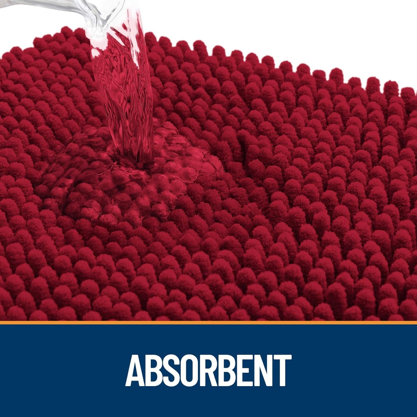 OLANLY Dog Door Mat for Muddy Paws 30x20, Absorbs Moisture and Dirt, Absorbent Non-Slip Washable Doormat, Quick Dry Chenille Mud Mat for Dogs, Entry Indoor Entryway Carpet for Inside Floor, Red