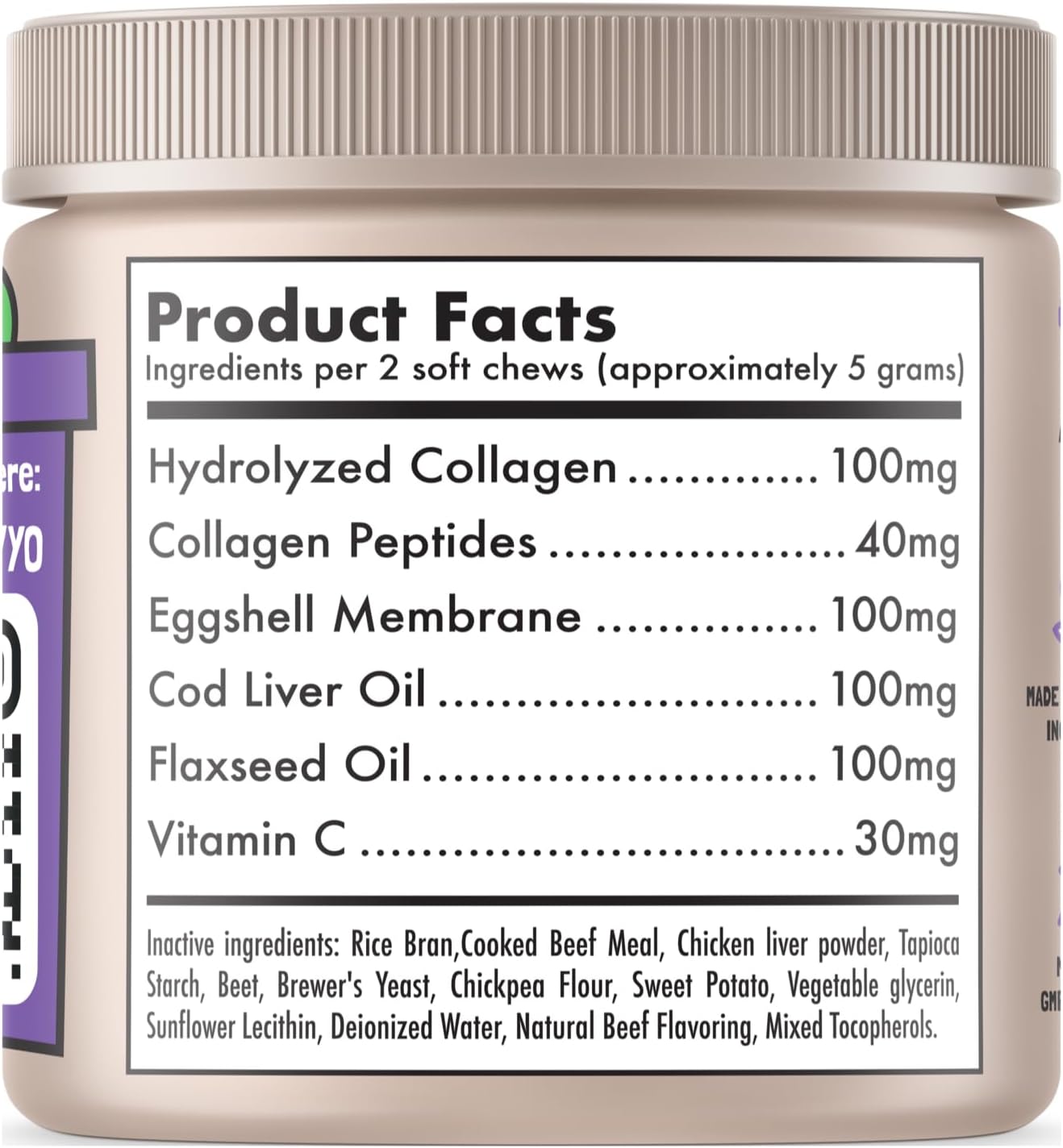 Collagen Dog Chews for Joint & Skin Health 120 Soft Chews All Breeds Mobility, Cartilage Repair & Pain Relief Hip & Joint Skin Coat Anti-inflammatory Support Eggshell Membrane Senior & Adult Dogs