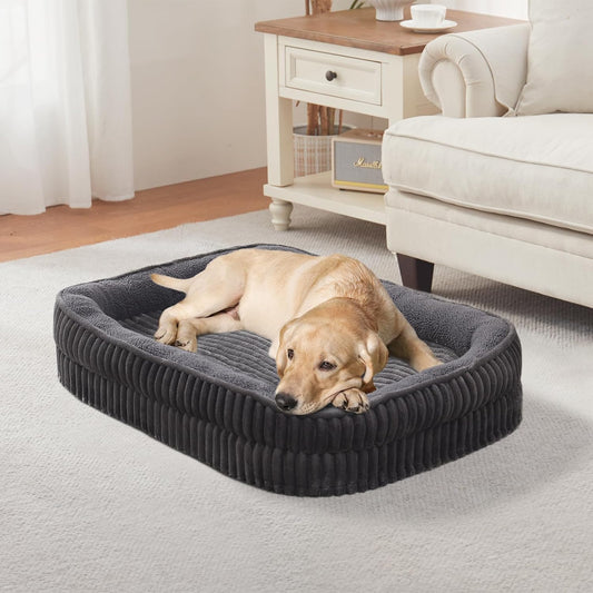 Orthopedic Dog Bed for Medium, Large Dogs Breeds, High Density Egg Crate Foam Dog Sofa Beds with Four Sided Bolster,Oval Kennel Bed, Pet Couch Bed,Removable Washable Cover& Non-Slip Bottom