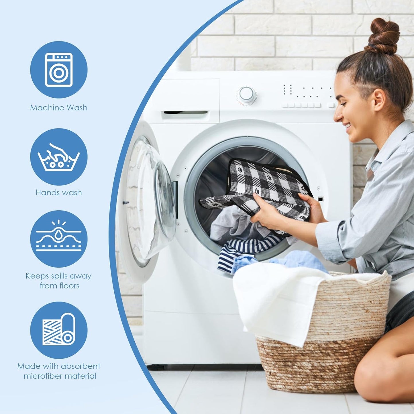 Dog Food Mats, Pet Bowl Mats, Super Absorbent and Dry, Prevents Spills, Non-Slip Design, Easy to Wash Machine Washable 14''x24'' (2 Pack)