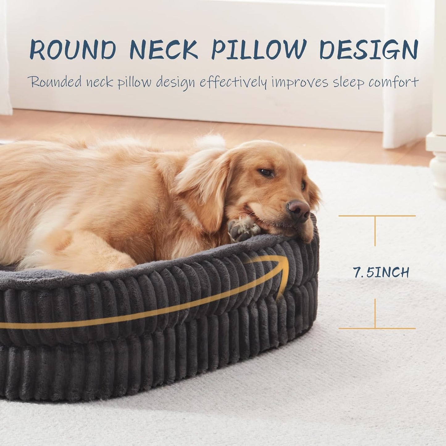 Orthopedic Dog Bed for Small Dogs Breeds, High Density Egg Crate Foam Dog Sofa Beds,Oval Kennel Bed, Pet Couch Bed with Four Sided Bolster, Removable Washable Cover& Non-Slip Bottom