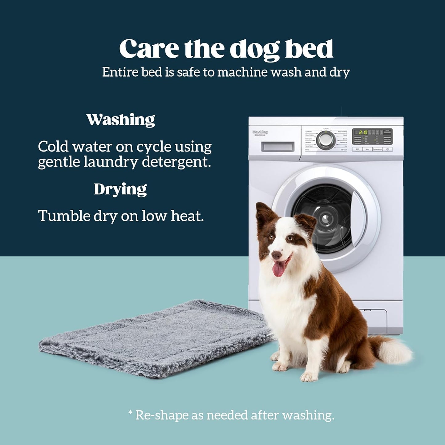 Stoutwool Indestructible Dog Bed - Fluffy Chew Proof Dog Crate Pad - Tough Kennel Pad for Aggressive Chewers - Ideal for Extra Large Breeds & Fits 48-Inch Crate - 47"x29", Charcoal