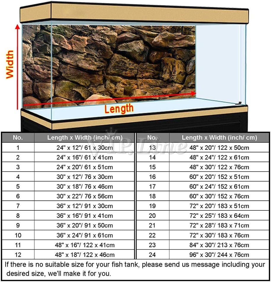 Rock Wall Aquarium Background Poster PVC Fish Tank Decor Landscape 24 36 48 72 (72" x 30"/ 183 x 76cm)