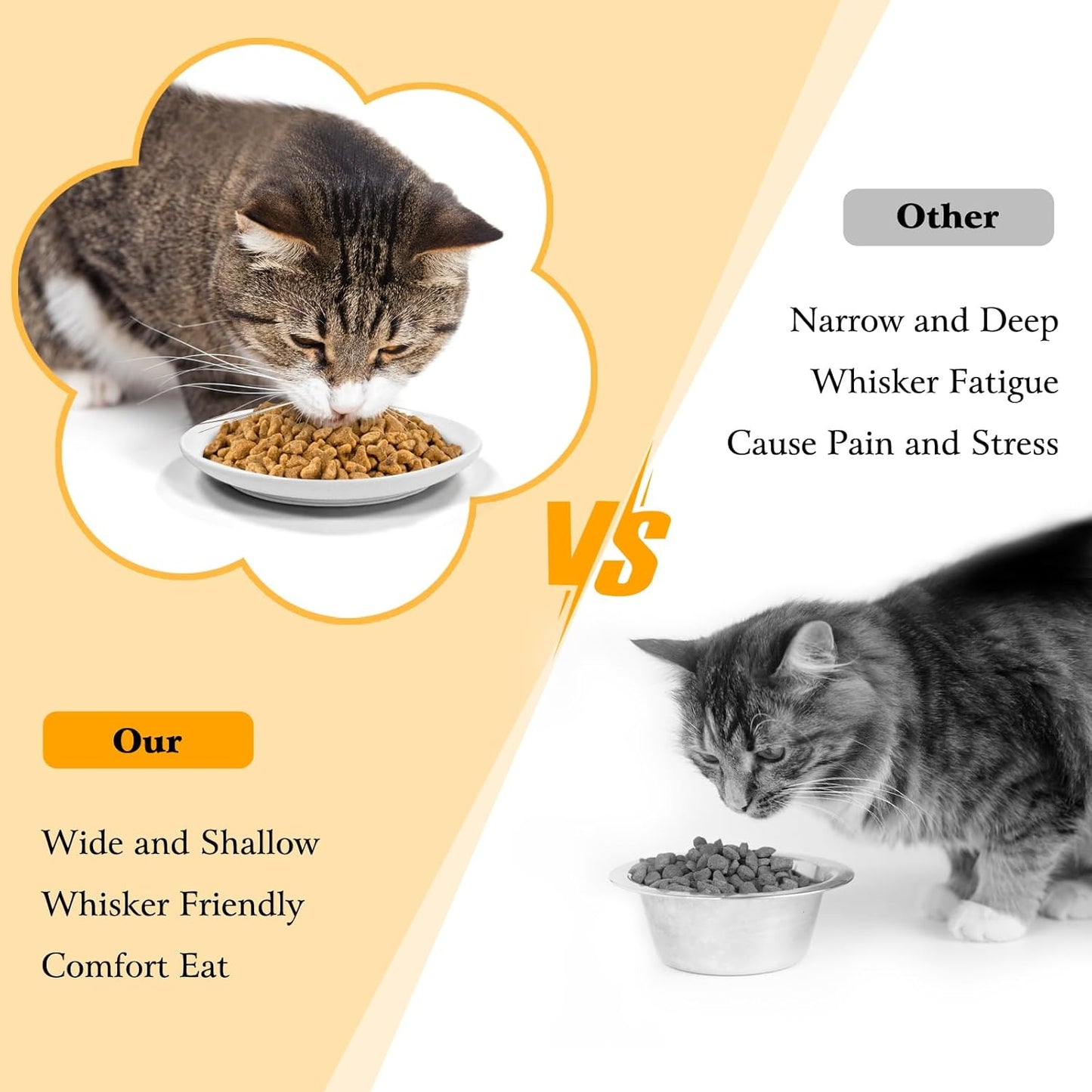 3PCS Cat Food Bowl,Ceramic Cat Dish for Indoor Cats,Wide Shallow Cat Bowls for Dry and Wet Food,Anti Whisker Fatigue Cat Plates for Kitten Cats or Dogs